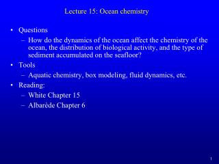 Lecture 15: Ocean chemistry