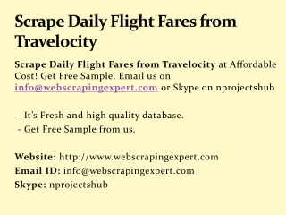 Scrape Daily Flight Fares from Travelocity