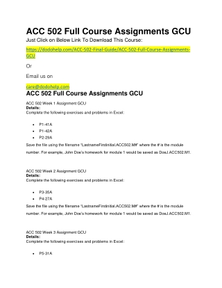 ACC 502 Full Course Assignments GCU