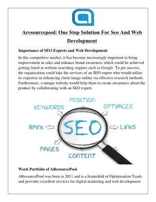 Aresourcepool: One Stop Solution For Seo And Web Development