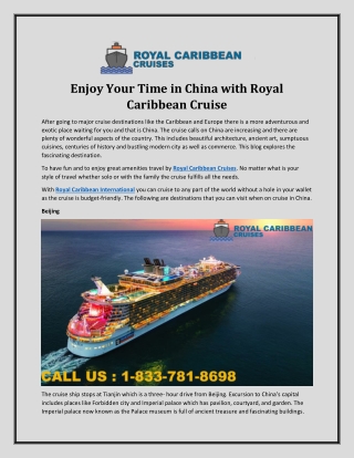 Enjoy Your Time in China with Royal Caribbean Cruise