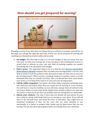 How should you get prepared for moving?