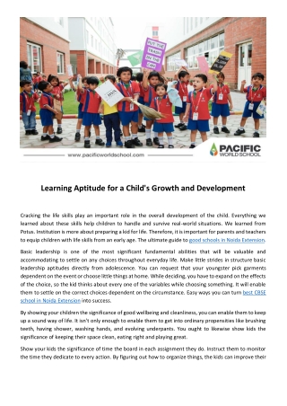 Learning Aptitude for a Child's Growth and Development