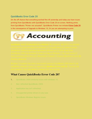 QuickBooks Printer Not Activated Error Code 20 Windows 10