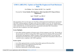 GMO LABELING: Update on Final Bio-Engineered Food Disclosure Rule