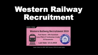 Western Railway Recruitment 2019 ALP & Technician Grade III 306 Posts