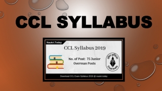 CCL Syllabus 2019 | Download Syllabus For 75 Junior Overman Vacancies