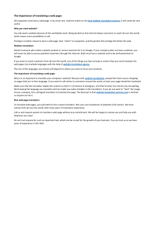 The importance of translating a web page:
