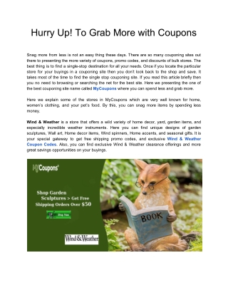 Hurry Up! To Grab More with Coupons