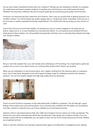 Follow This Advice When Thinking About Buying Furniture