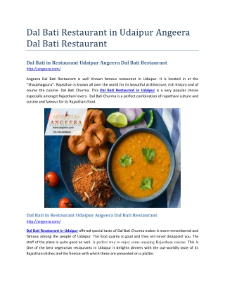 Dal Bati in Restaurant Udaipur Angeera Dal Bati Restaurant