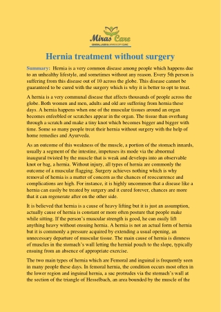 Hernia treatment without surgery - MirasCare