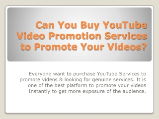 Can You Buy YouTube Video Promotion Services to Promote Your Videos?