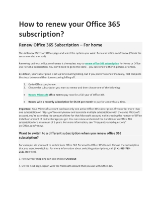 Renew your Office 365 subscription - renewmicrosoft