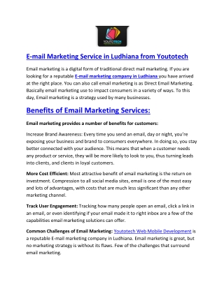 E-mail Marketing Service in Ludhiana from Youtotech