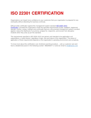 Iso 22301 certification