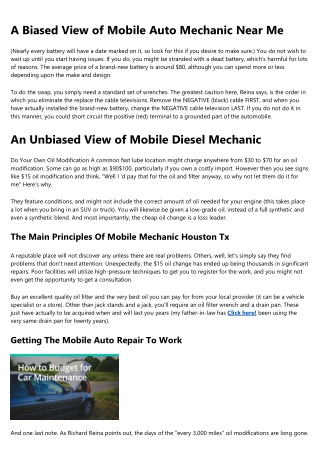 Some Known Factual Statements About Mobile Mechanic Houston Texas