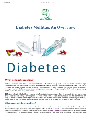 Diabetes Mellitus An Overview