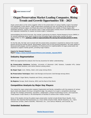 Organ Preservation Market 2019