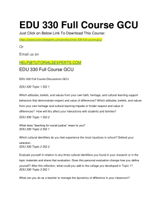 EDU 330 Full Course GCU