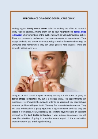 Importance Of A Good Dental Care Clinic