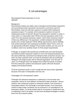 e coli advantages