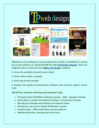 Choose the Best Maine Web Design Company