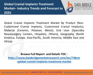 Global Cranial Implants Treatment Market – Industry Trends and Forecast to 2026