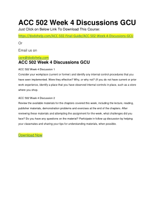 ACC 502 Week 4 Discussions GCU