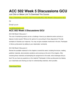 ACC 502 Week 5 Discussions GCU