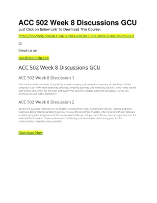 ACC 502 Week 8 Discussions GCU