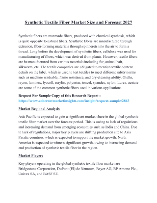 Synthetic Textile Fiber Market Size and Forecast 2027