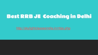 Best Rrb je coaching in delhi