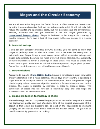 Biogas and the Circular Economy