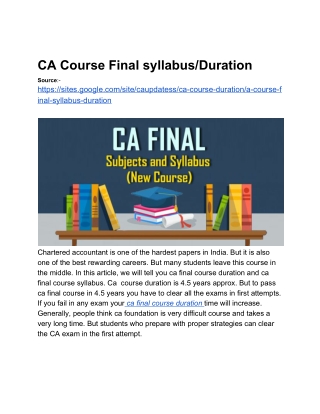 CA Course Final syllabus/Duration