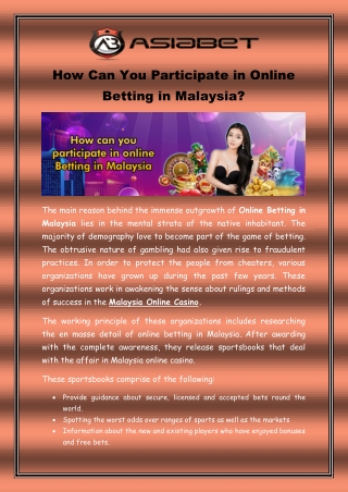 How can you participate in online betting in Malaysia?