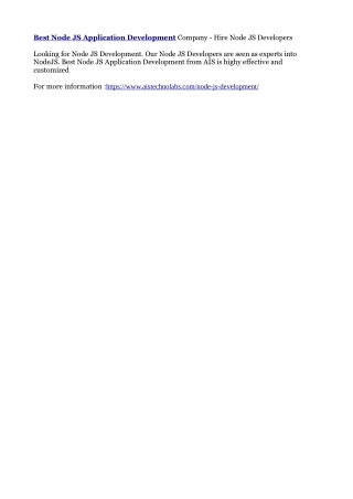 Best Node JS Application Development Company - Hire Node JS Developers