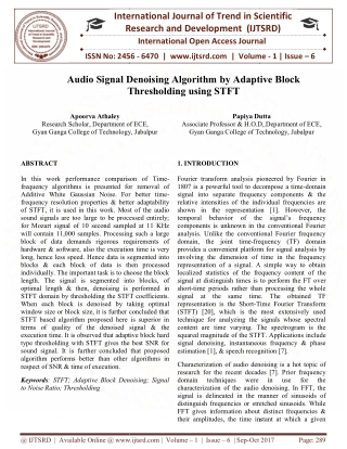 Audio Signal Denoising Algorithm by Adaptive Block Thresholding using STFT