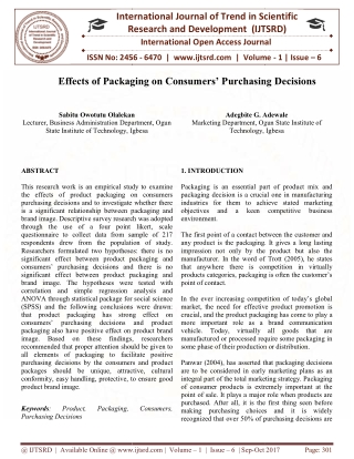 Effects of Packaging on Consumers' Purchasing Decisions