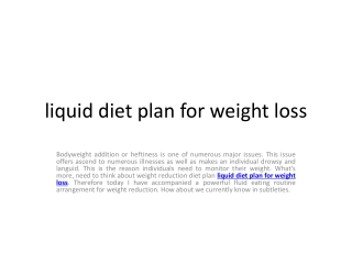 liquid diet plan for weight loss