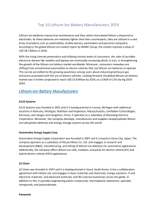 Lithium ion Battery Manufacturers: Top Manufacturers and Leaders