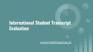 International Student Transcript Evaluation