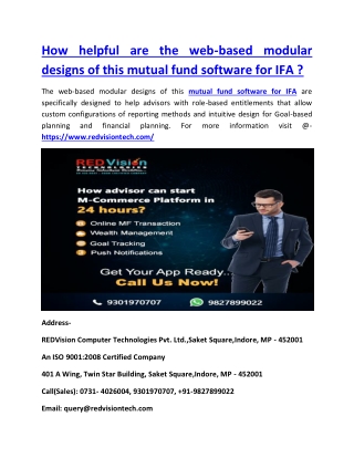 How helpful are the web-based modular designs of this mutual fund software for IFA ?
