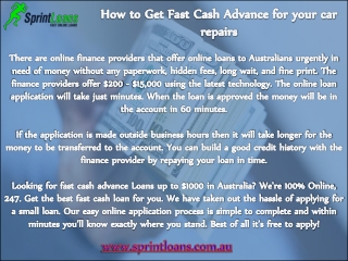 How to Get Fast Cash Advance for your car repairs