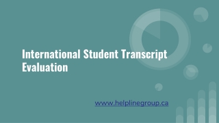 International Student Transcript Evaluation