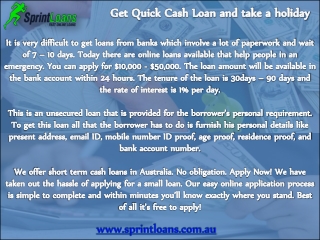 Get Quick Cash Loan and take a holiday