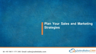 Plan Your Sales and Marketing Strategies