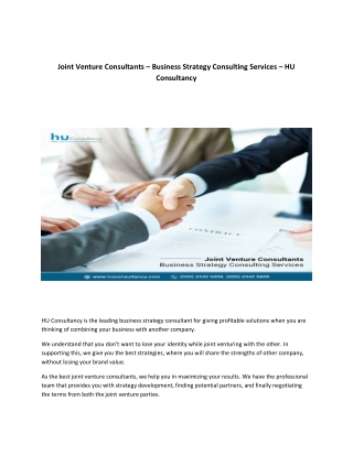 Strategic Alliance Consulting Services in India – HU Consultancy