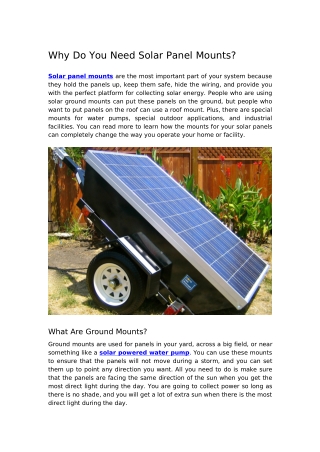 Why Do You Need Solar Panel Mounts?