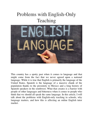 Problems with English-Only Teaching
